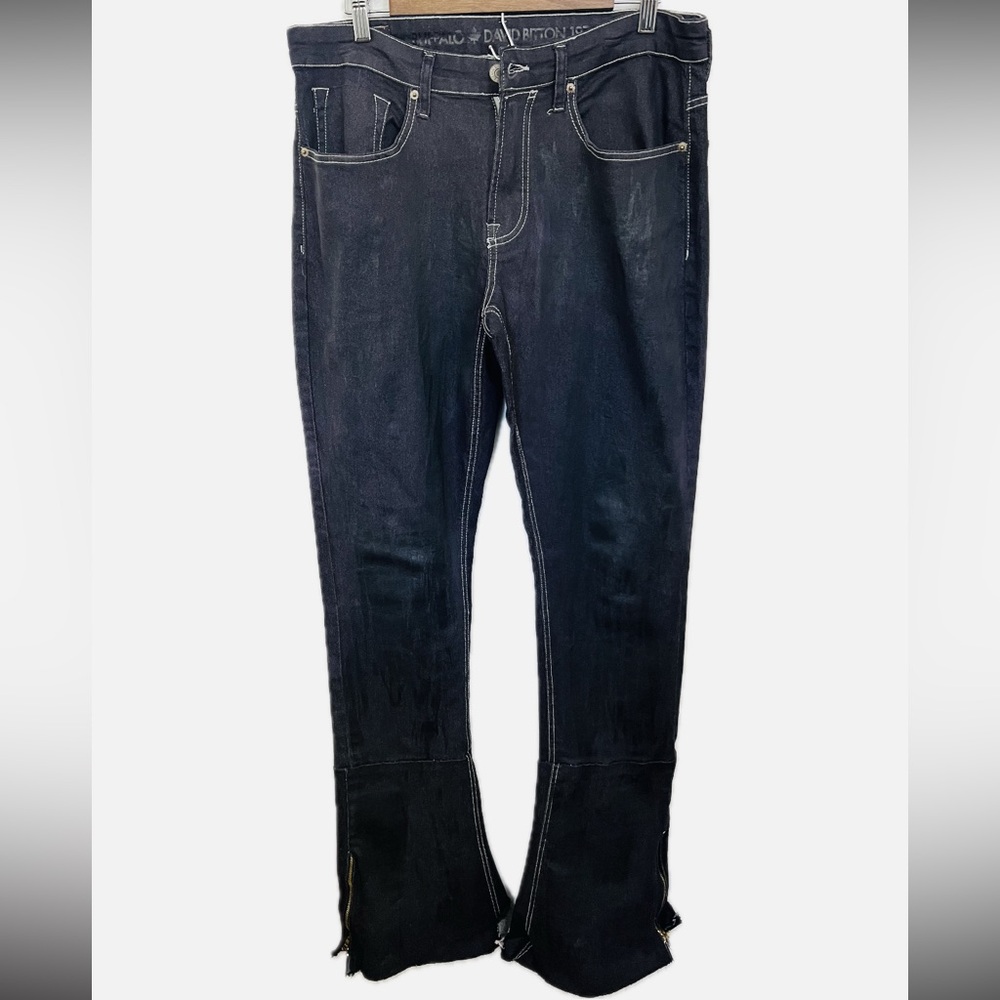 Stacked denim jeans